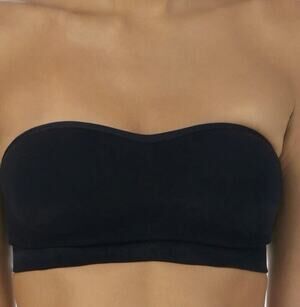 On Gossamer Cabana Black Cotton Seamless Strapless Bandeau G5312 Size Small